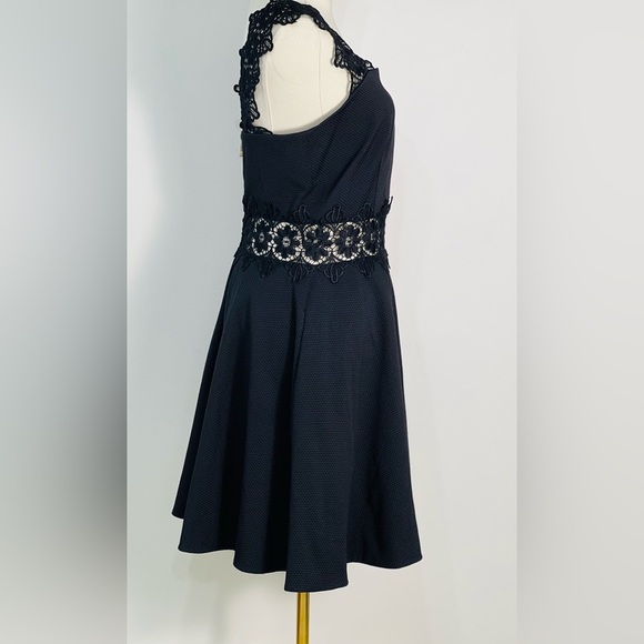 Ted Baker Monaa Lace Black Fit & Flare Midi Half Zip Dress Size 2 - Picture 3 of 13